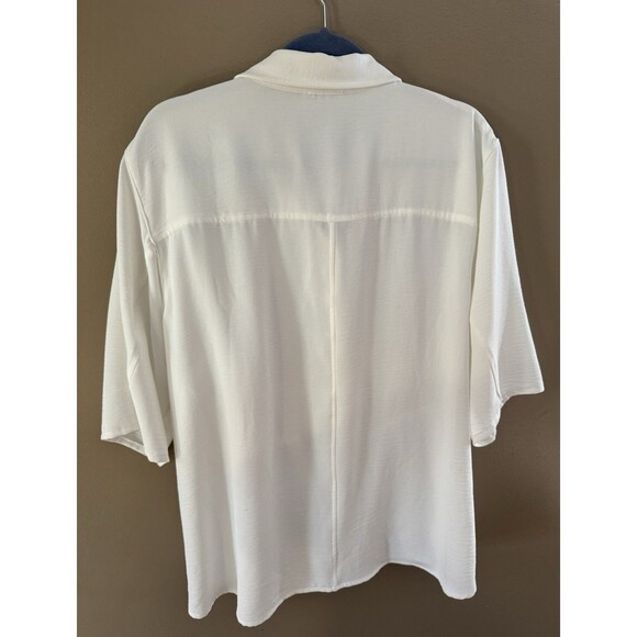 Calvin Klein women’s cinched button-down lightweight white blouse size XL - Picture 7 of 9
